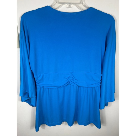 Y2K Babydoll Top Blue Ruched Empire Waist Women's S Fairy Flowy CSC Studio USA‎ - Picture 6 of 9